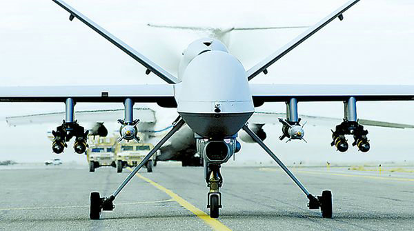 資料圖：懸掛武器的美軍捕食者無(wú)人機(jī)。