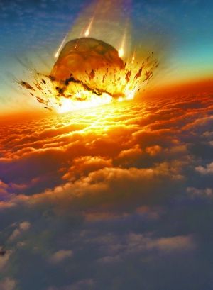 小行星撞擊地球大氣層的假想圖。東方IC供圖