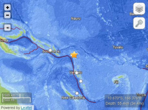 所羅門群島近海連發(fā)生4次地震最大震級達(dá)6.2級