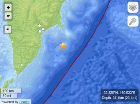 俄遠東海域發(fā)生6.0級地震震源深度36.7公里