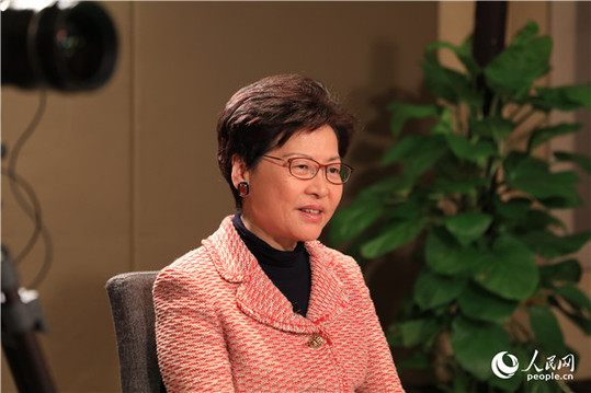香港特別行政區(qū)行政長(zhǎng)官林鄭月娥在北京接受人民網(wǎng)專訪。人民網(wǎng)記者 賈文婷攝