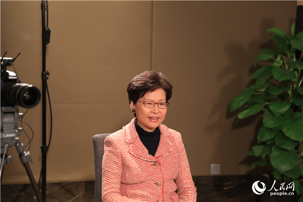 香港特別行政區(qū)行政長(zhǎng)官林鄭月娥在北京接受人民網(wǎng)專訪。人民網(wǎng)記者 賈文婷攝