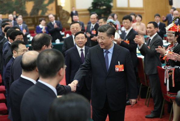 2019年3月10日下午，習(xí)近平參加十三屆全國人大二次會(huì)議福建代表團(tuán)的審議。