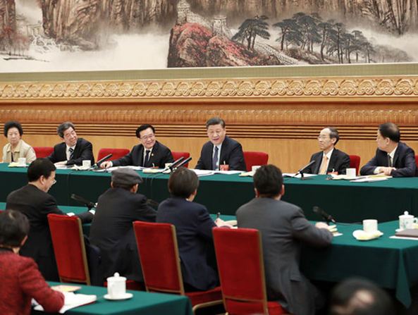 2019年3月8日，習(xí)近平參加十三屆全國人大二次會(huì)議河南代表團(tuán)的審議。