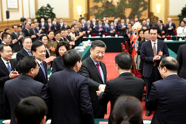 2018年3月10日，習(xí)近平參加十三屆全國人大一次會(huì)議重慶代表團(tuán)的審議。